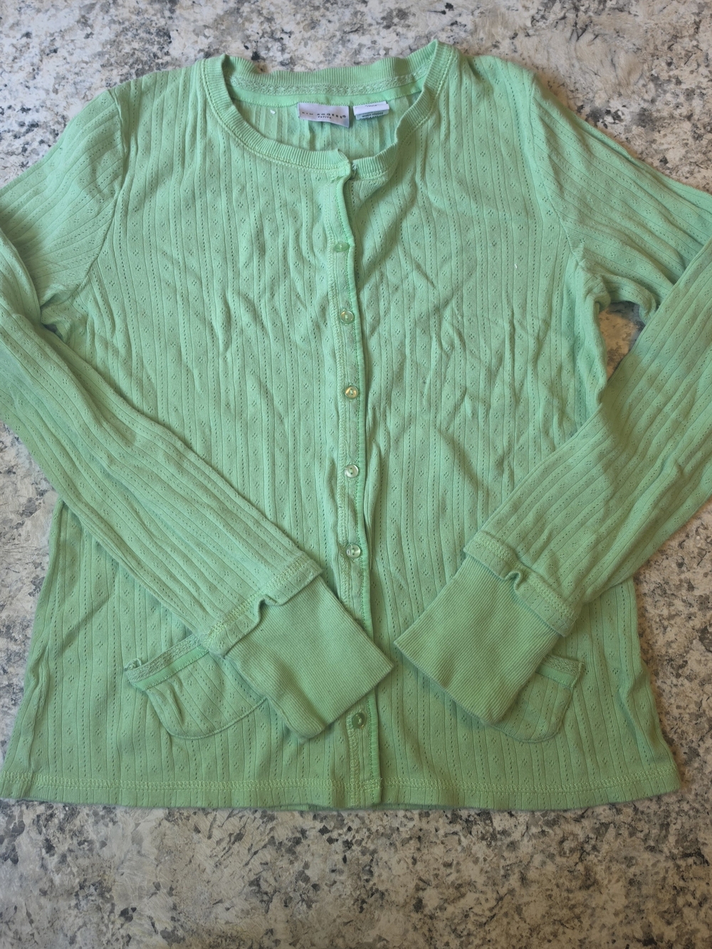 Kim Rogers Petite Pointelle Button-Front Cardigan
